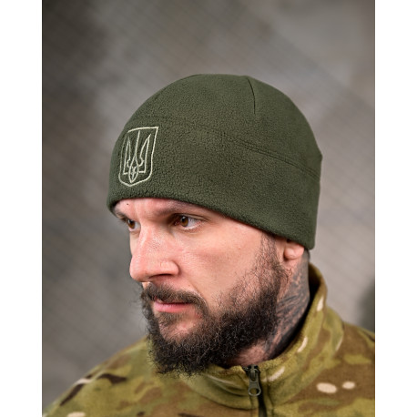 Флисовая шапка Герб Олива
