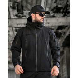 Куртка тактическая Soft Shell весна чёрная