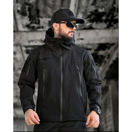 Куртка тактическая Soft Shell весна чёрная