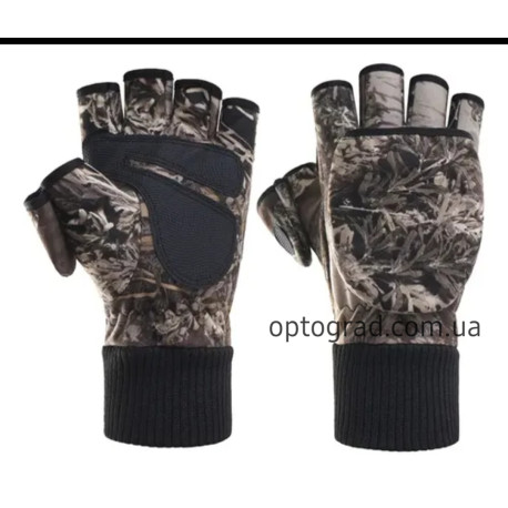 Перчатки охота рыбалка Soft Shell камуфляж лес