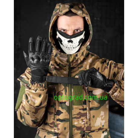Повнопалі тактичні руквиці з Гумовим захистом чорні