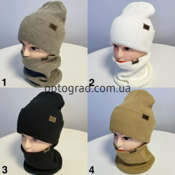 Шапка женская +баф двойные оптом