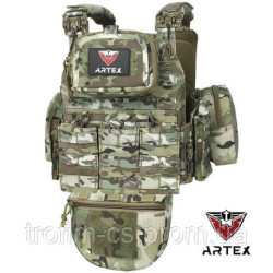 Плитоноска мультикам Artex с напашником системой быстрого сброса и 7 подсумками